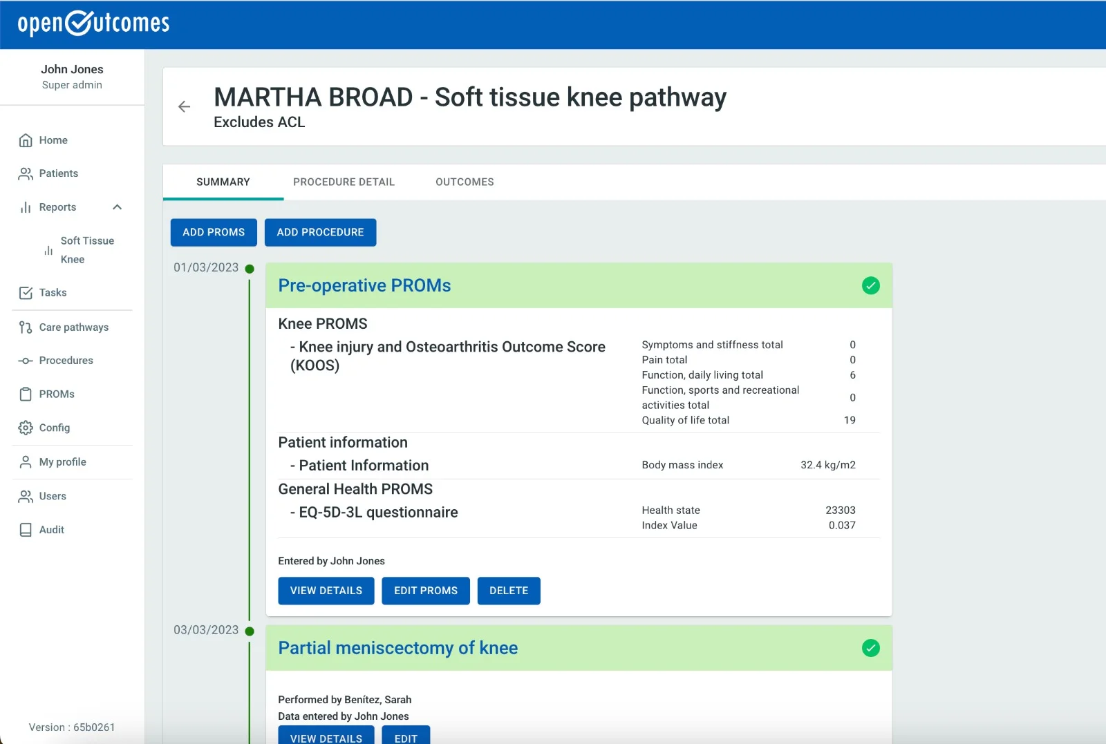 Apperta OpenOutcomes in der Anwendung
